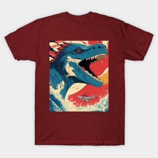 Japanese Sea Vintage blue Dragon T-Shirt